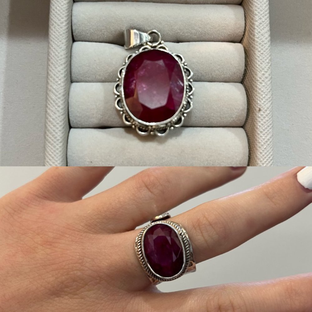 Natural Ruby Pendant & Ring (Set) - image 1